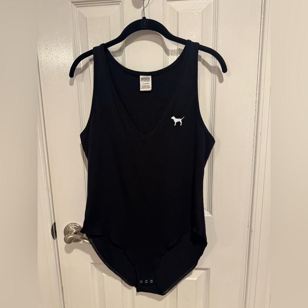 PINK Victoria's Secret Black V-Neck Bodysuit